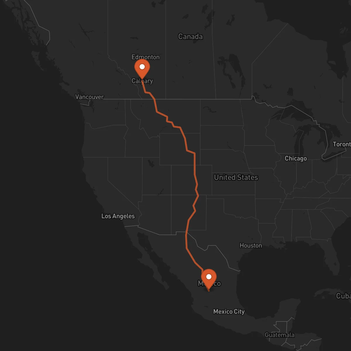 Ruta Zacatecas - Calgary