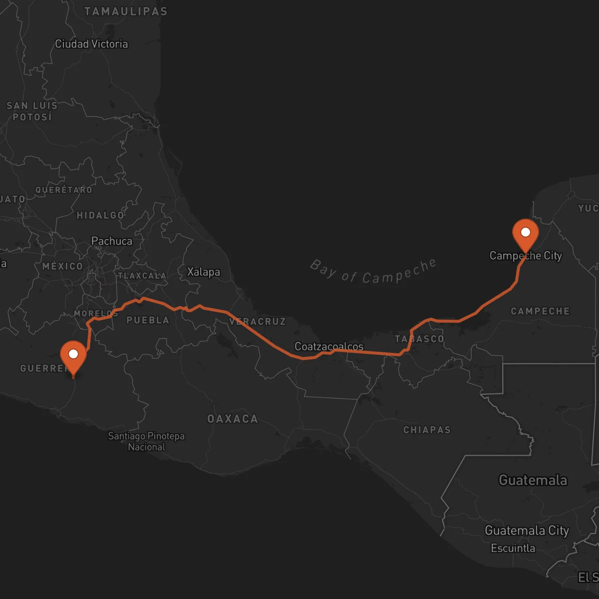 Ruta Chilpancingo de los Bravo - Campeche