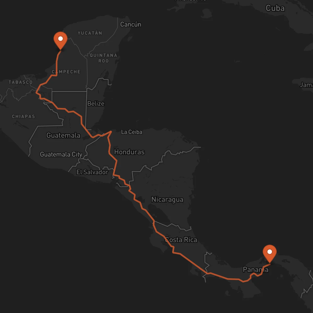 Ruta Campeche - Ciudad de Panamá