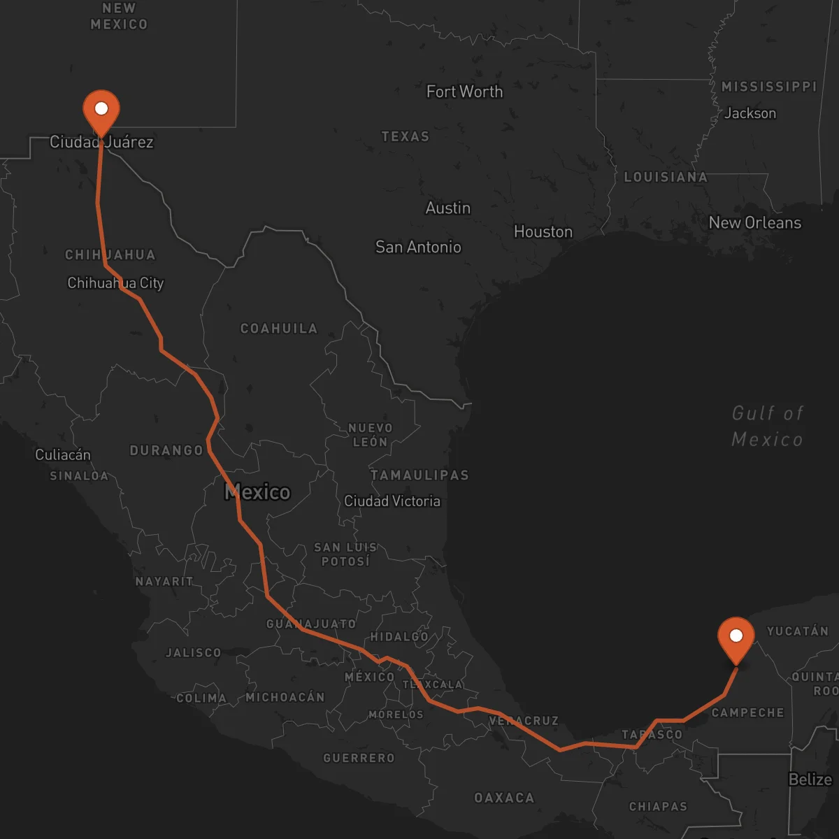 Ruta Campeche - Ciudad Juárez