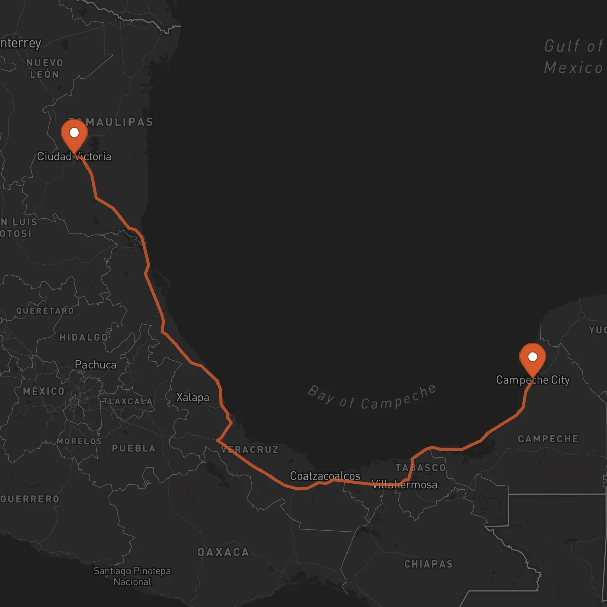 Ruta Ciudad Victoria - Campeche