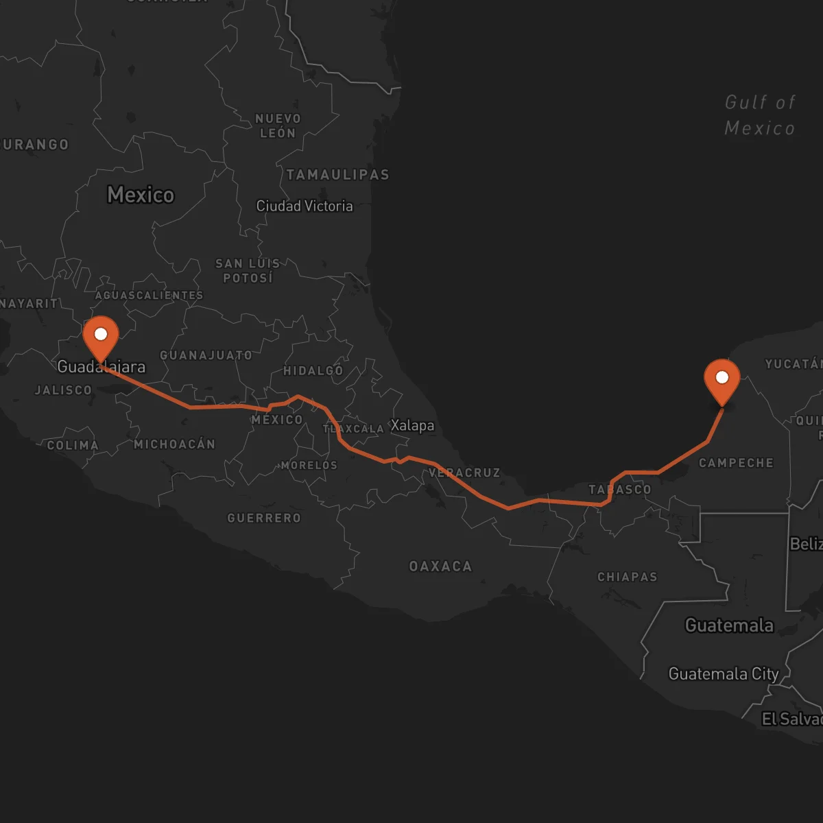 Ruta Guadalajara - Campeche