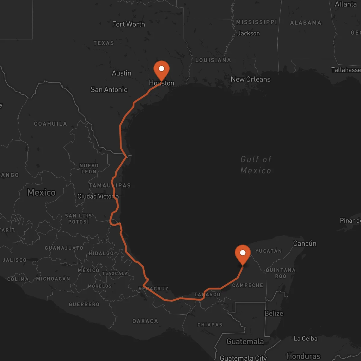 Ruta Houston - Campeche