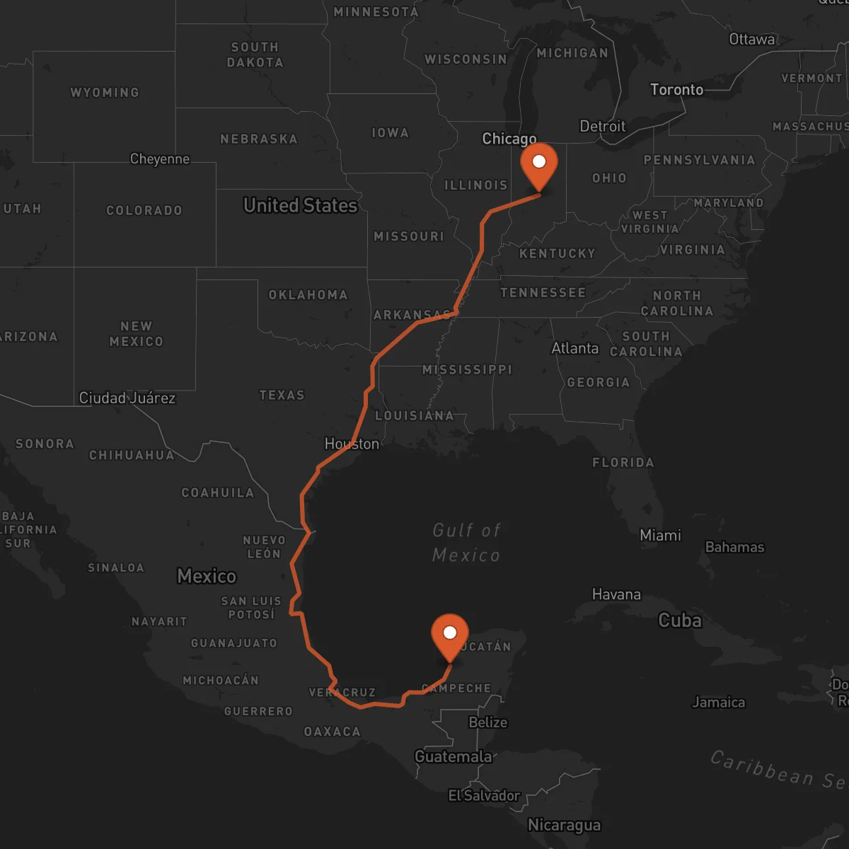 Ruta Indianápolis - Campeche
