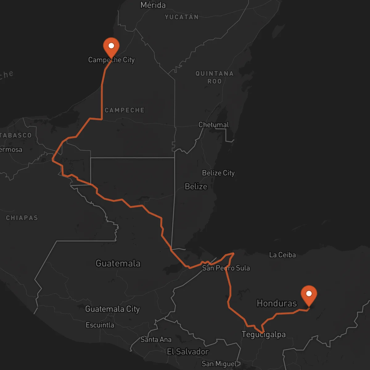 Ruta Campeche - Juticalpa