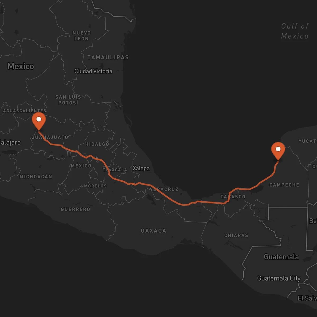 Ruta Campeche - León Guanajuato