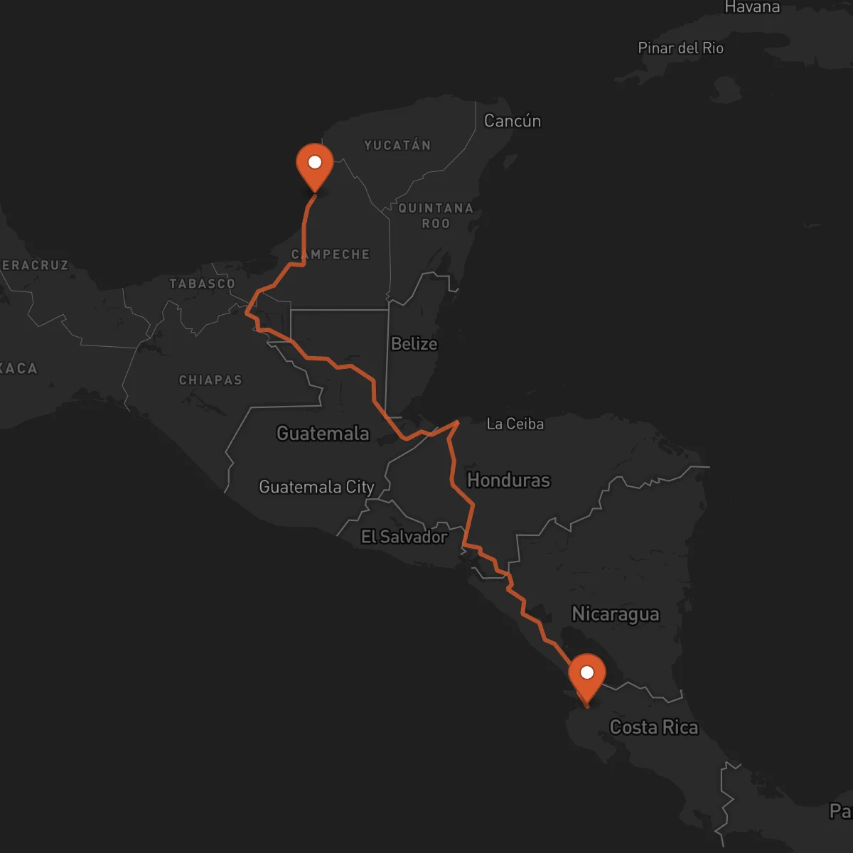 Ruta Campeche - Liberia