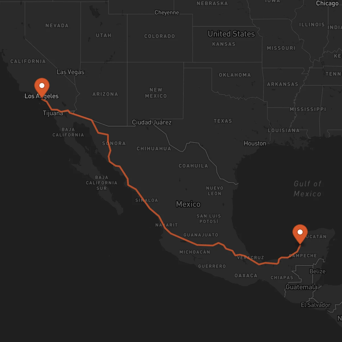 Ruta Long Beach - Campeche