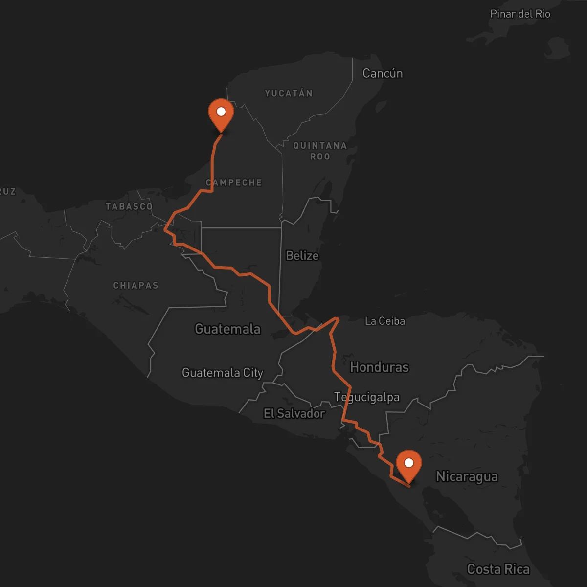 Ruta Campeche - Managua