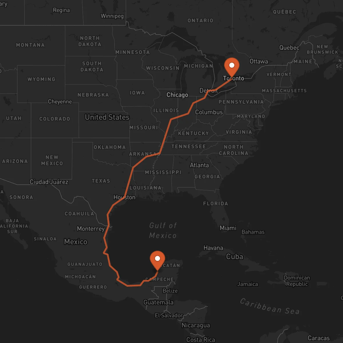 Ruta Campeche - Mississauga