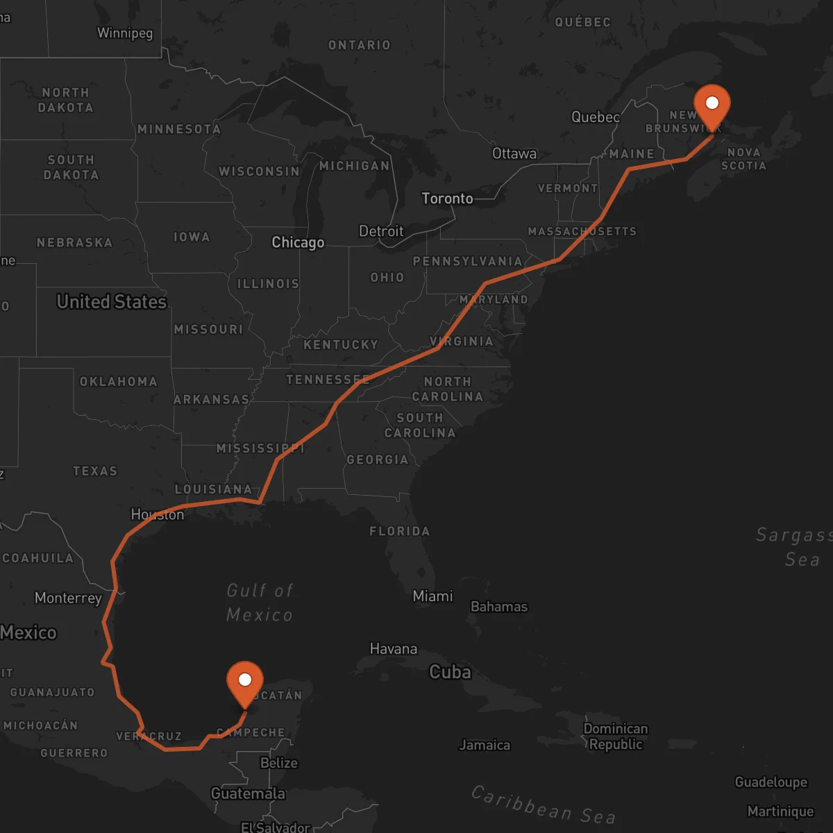 Ruta Campeche - Moncton