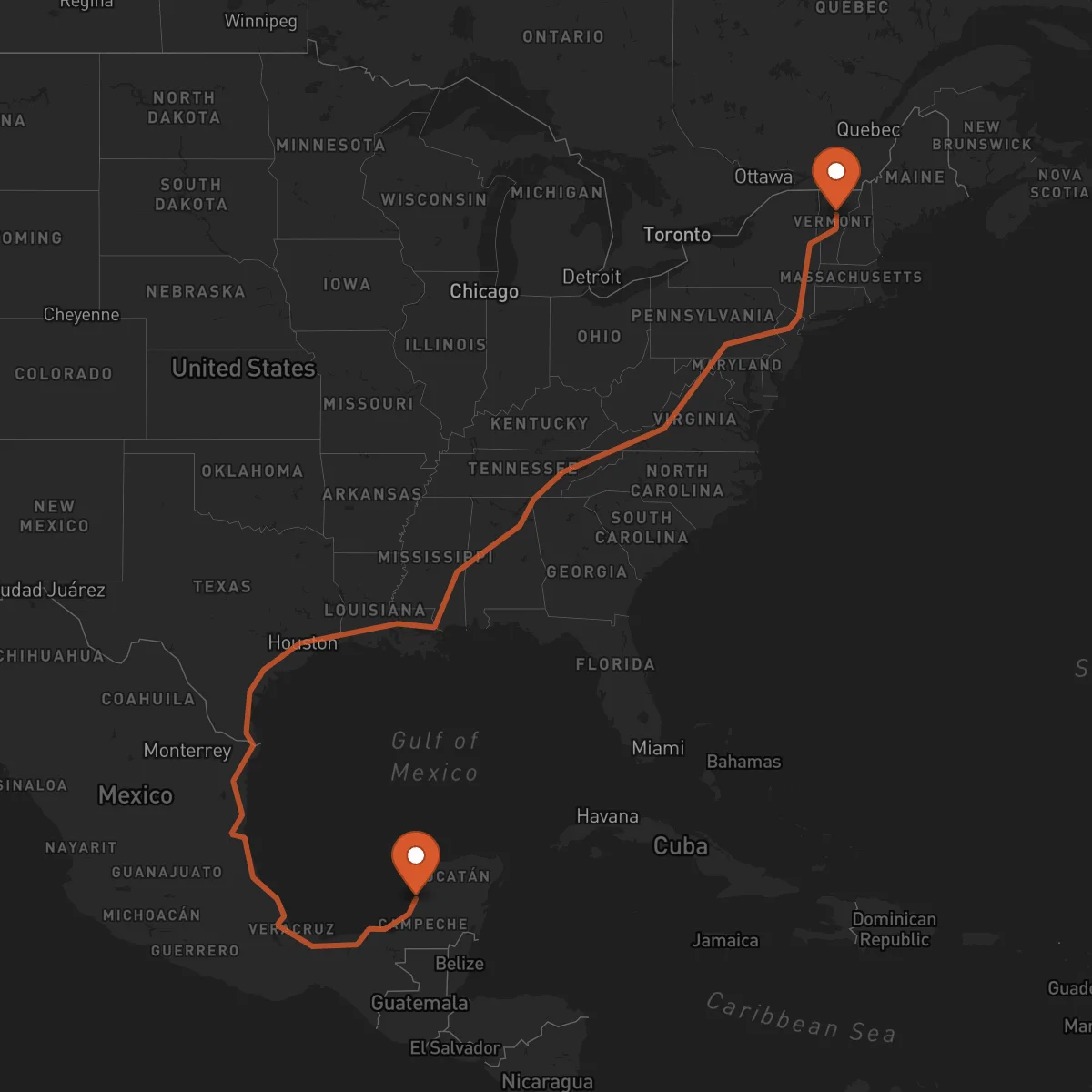 Ruta Montpelier - Campeche