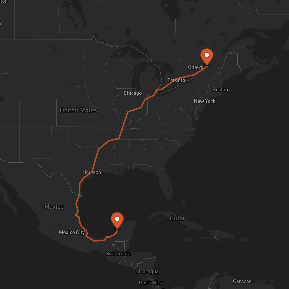 Ruta Campeche - Montreal