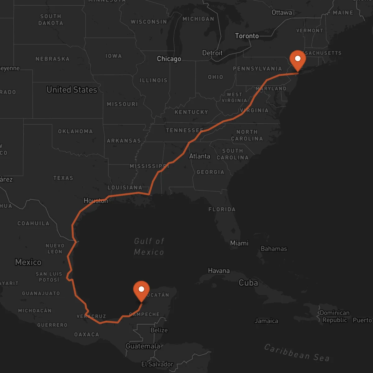 Ruta Campeche - Nueva York