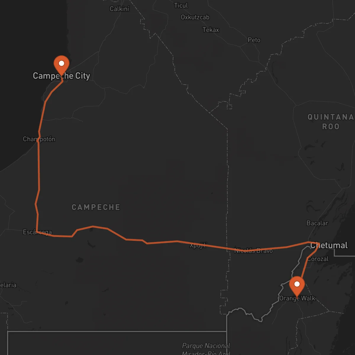 Ruta Campeche - Orange Walk Town