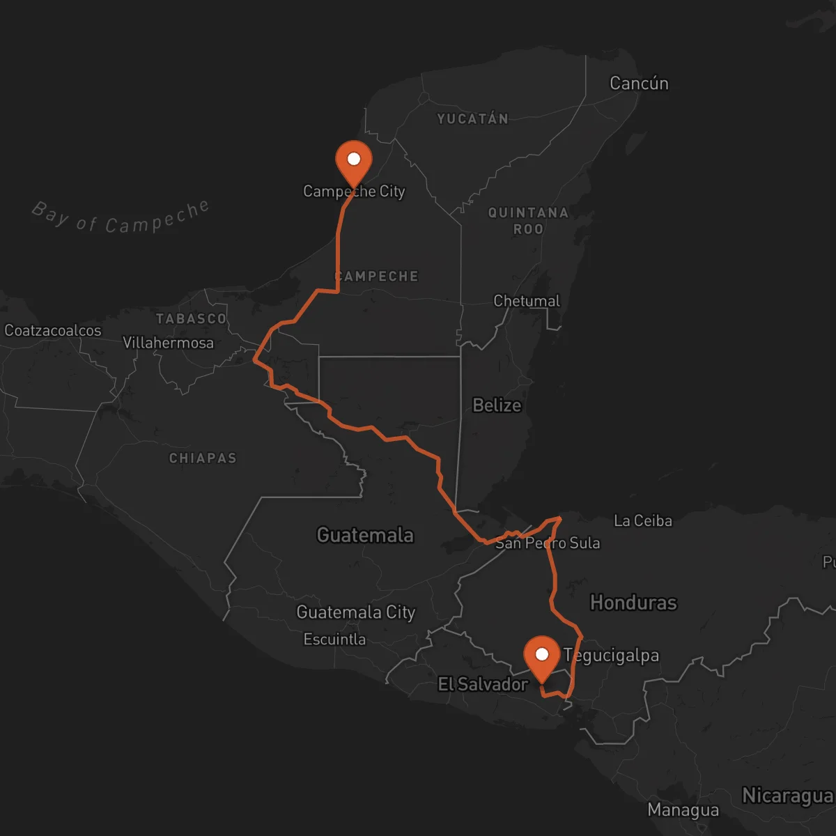 Ruta San Francisco Gotera - Campeche