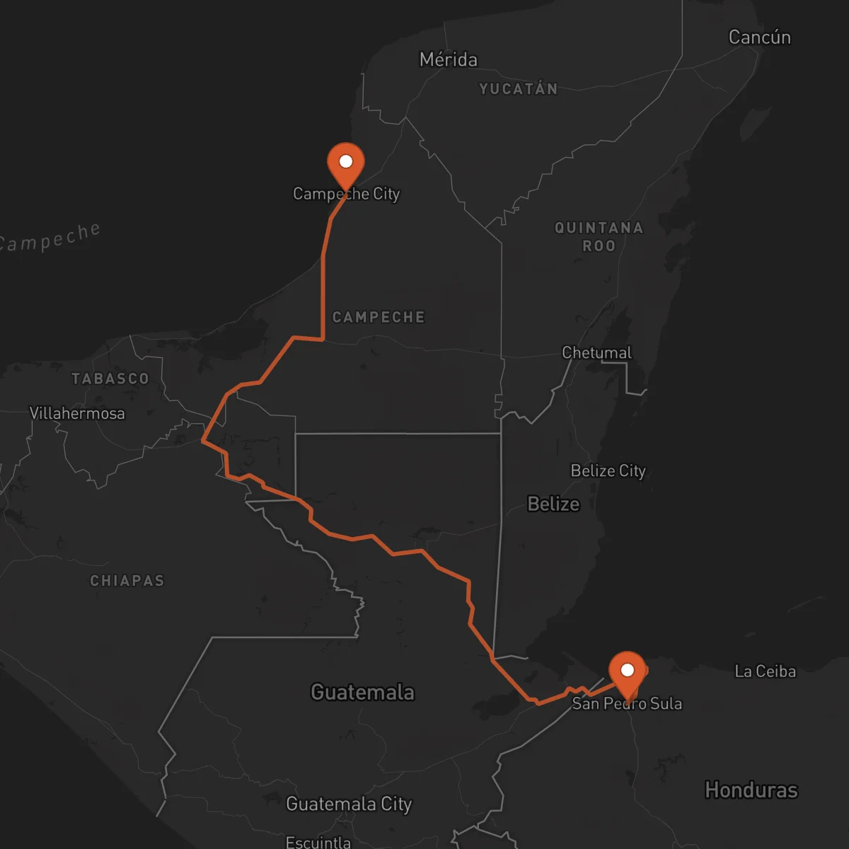 Ruta San Pedro Sula - Campeche
