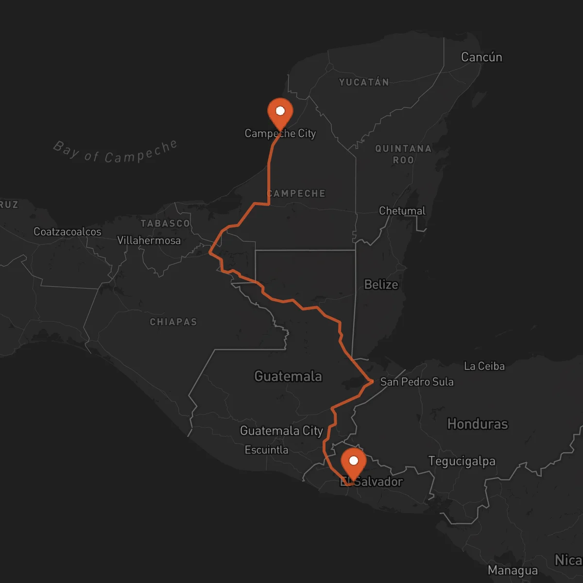 Ruta San Salvador - Campeche