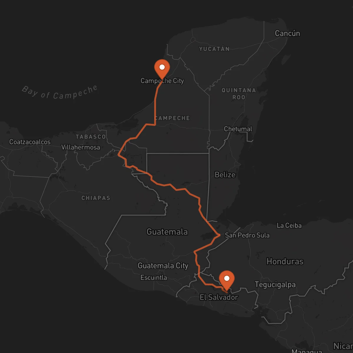 Ruta Sensuntepeque - Campeche