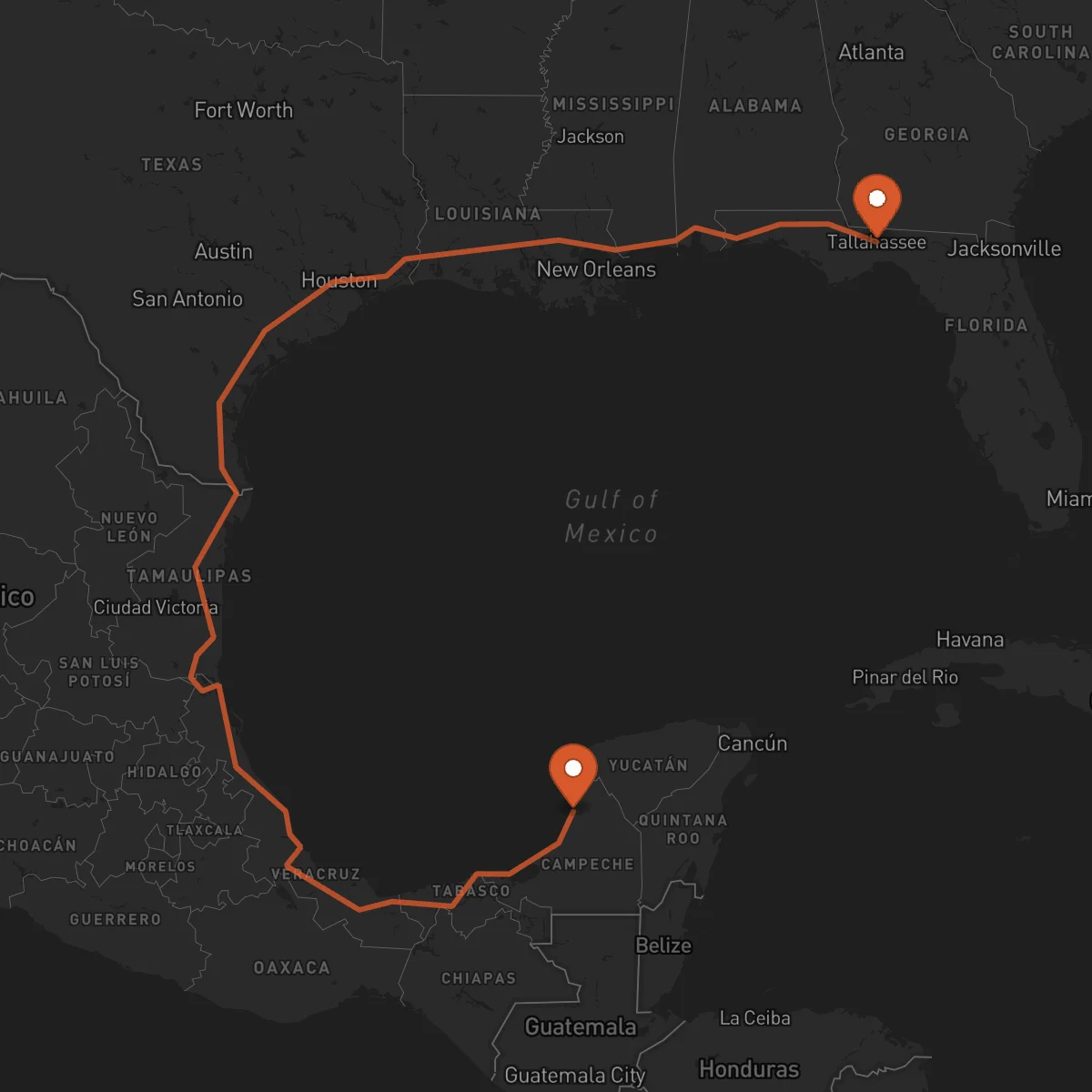 Ruta Campeche - Tallahassee