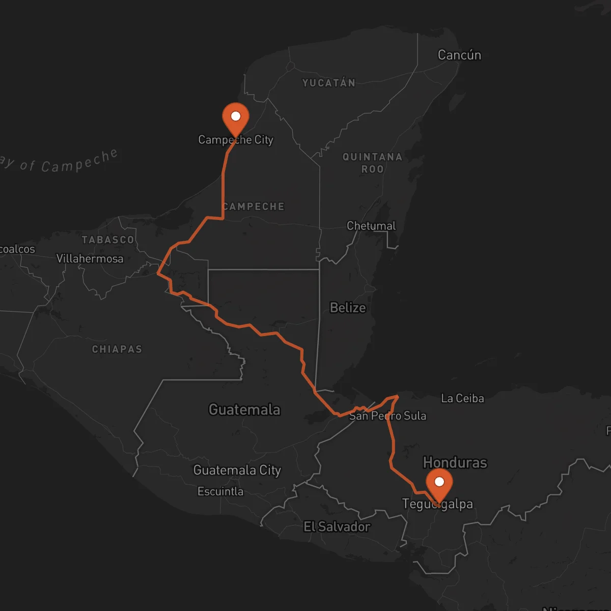 Ruta Campeche - Tégucigalpa