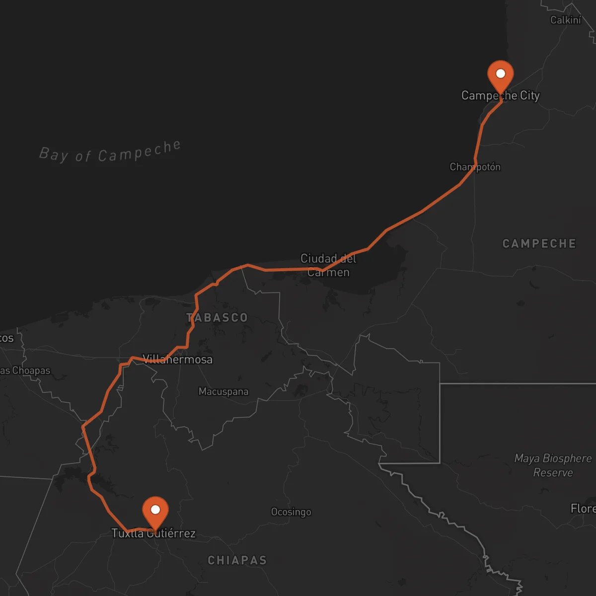 Ruta Tuxtla Gutiérrez - Campeche