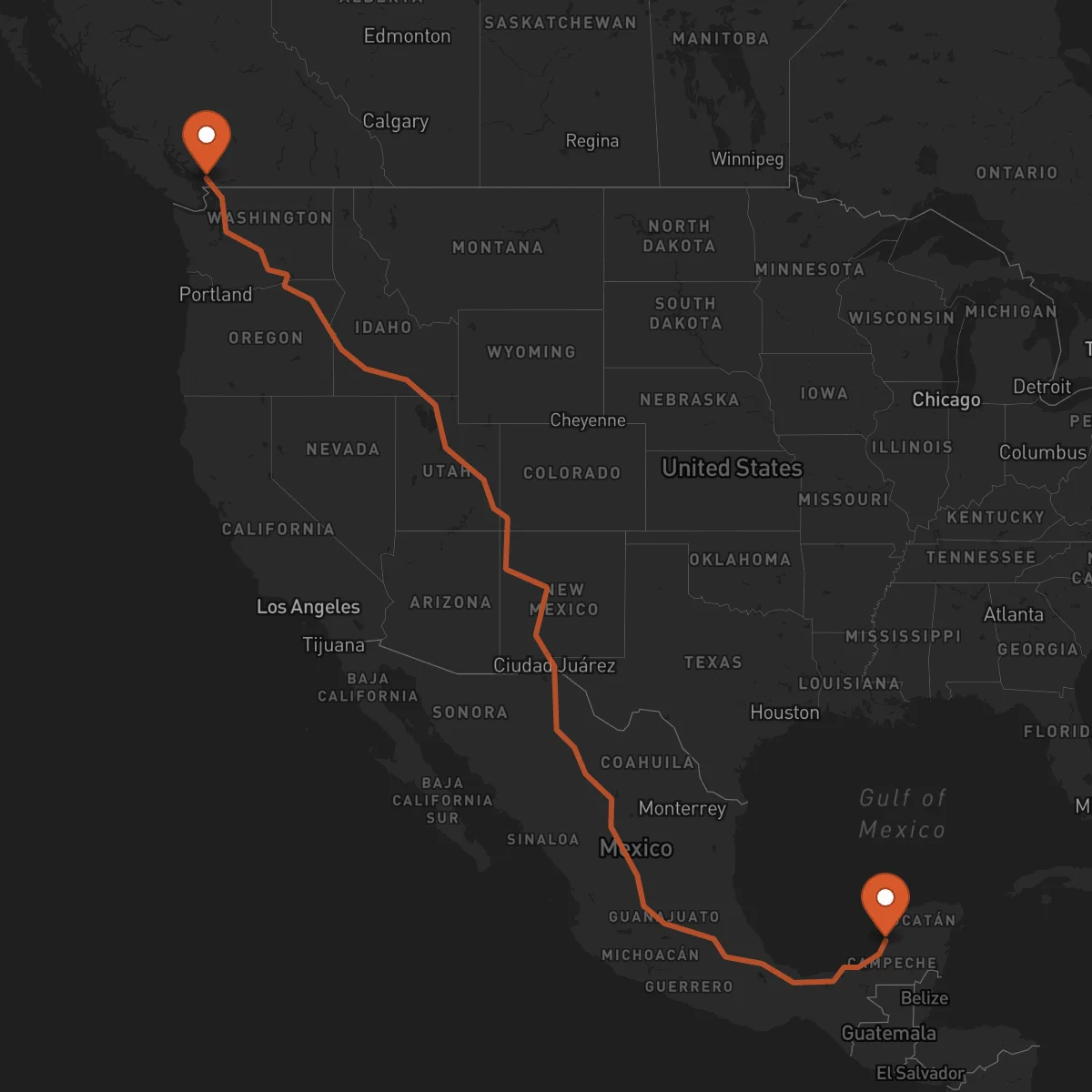 Ruta Vancouver - Campeche