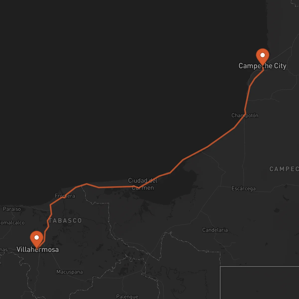 Ruta Villahermosa - Campeche