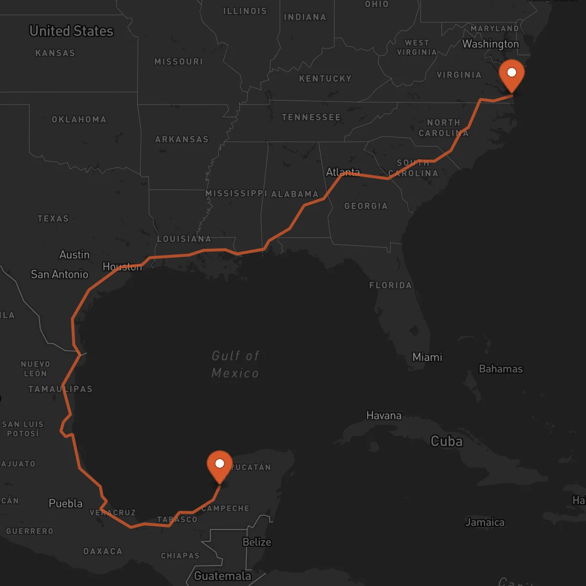 Ruta Campeche - Virginia Beach