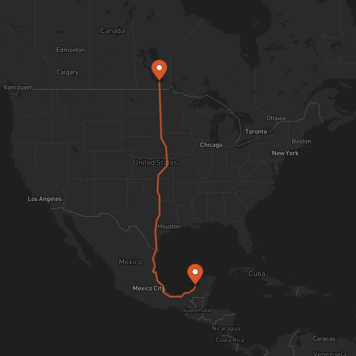 Ruta Winnipeg - Campeche