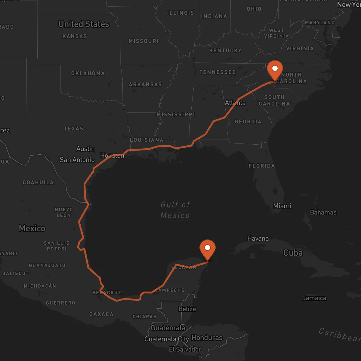Ruta Cancún - Charlotte
