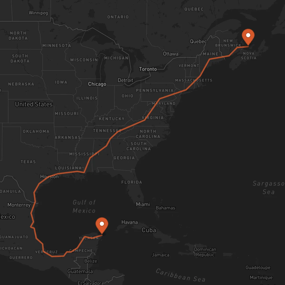 Ruta Cancún - Charlottetown