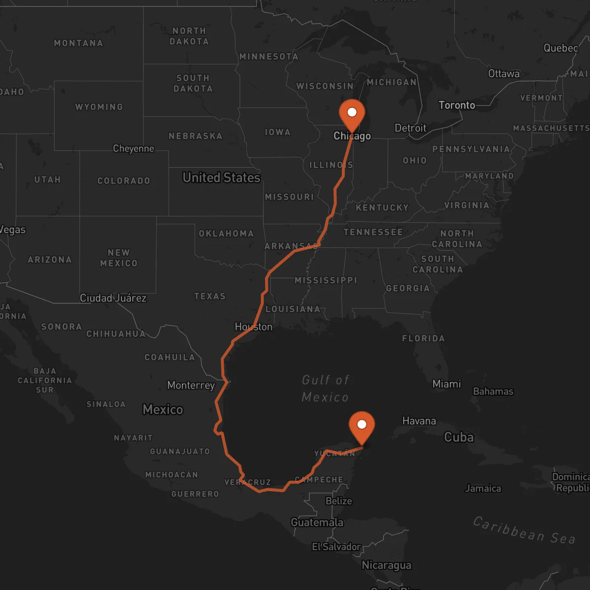 Ruta Chicago - Cancún