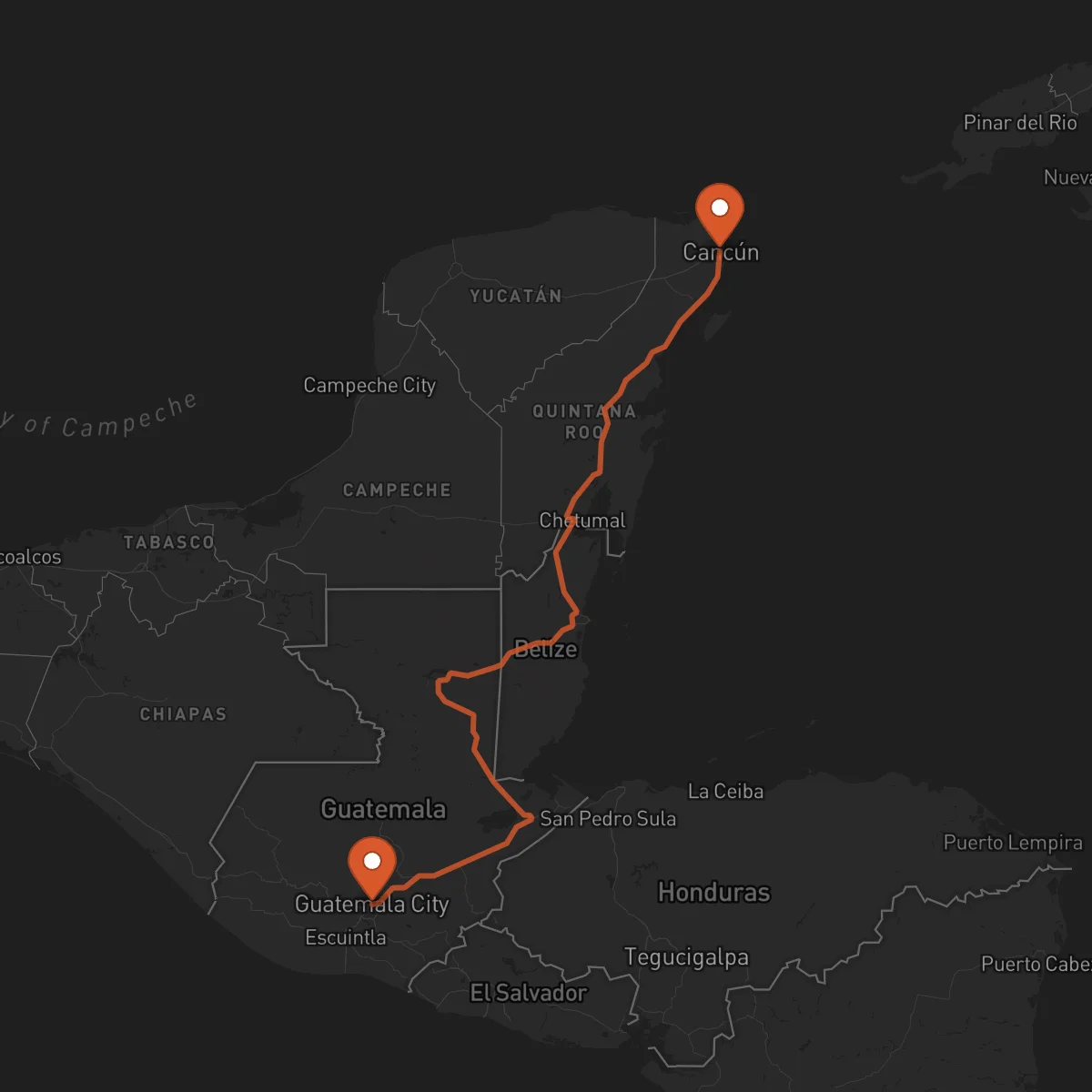 Ruta Ciudad de Guatemala - Cancún
