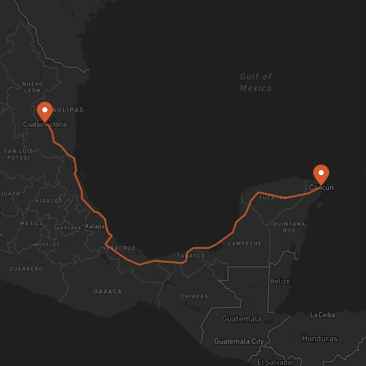 Ruta Ciudad Victoria - Cancún