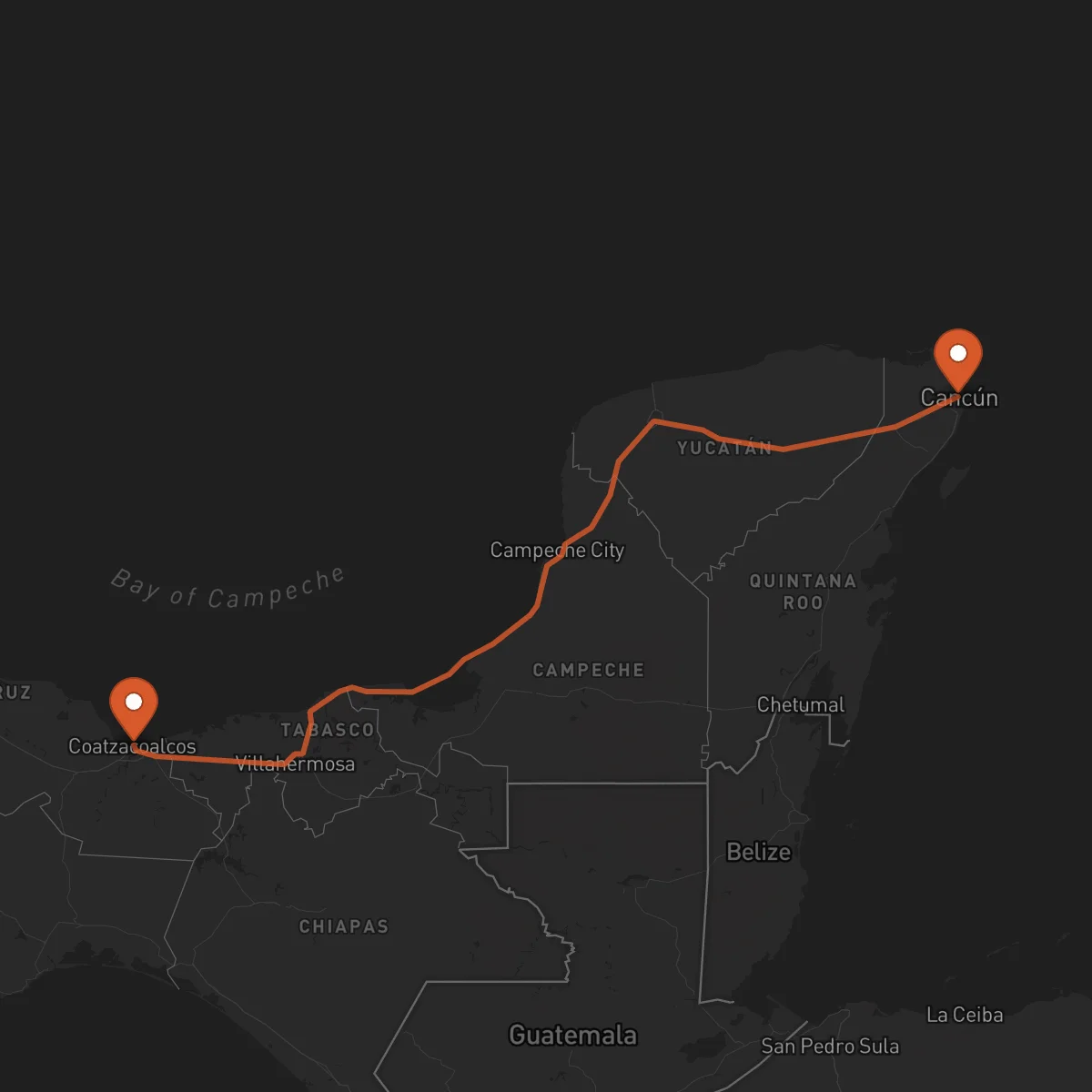 Ruta Cancún - Coatzacoalcos
