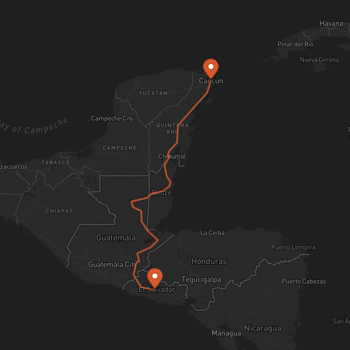 Ruta Cancún - Cojutepeque