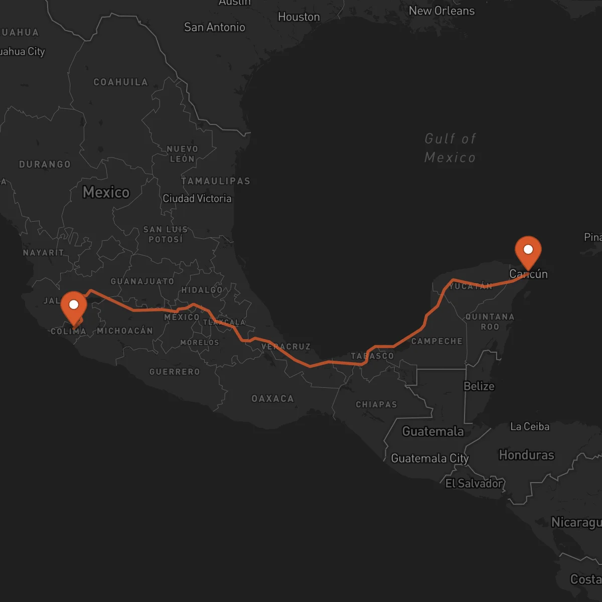 Ruta Cancún - Colima