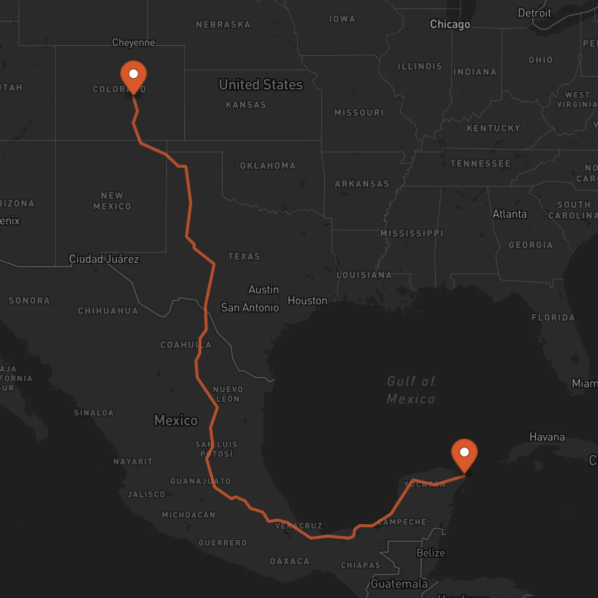 Ruta Colorado Springs - Cancún