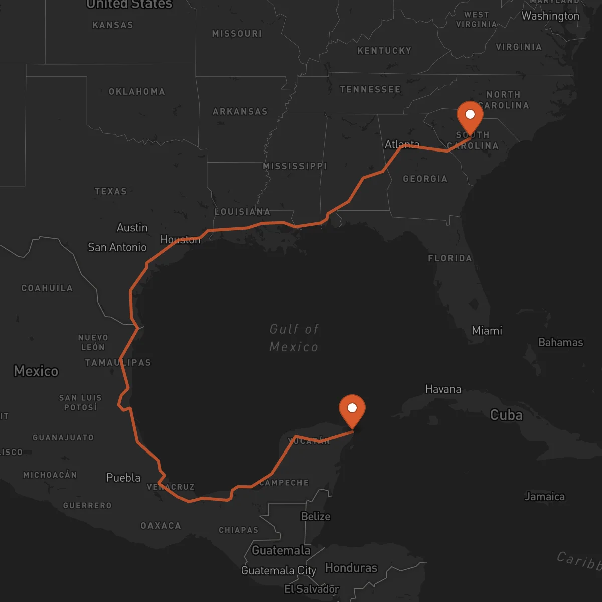 Ruta Columbia - Cancún