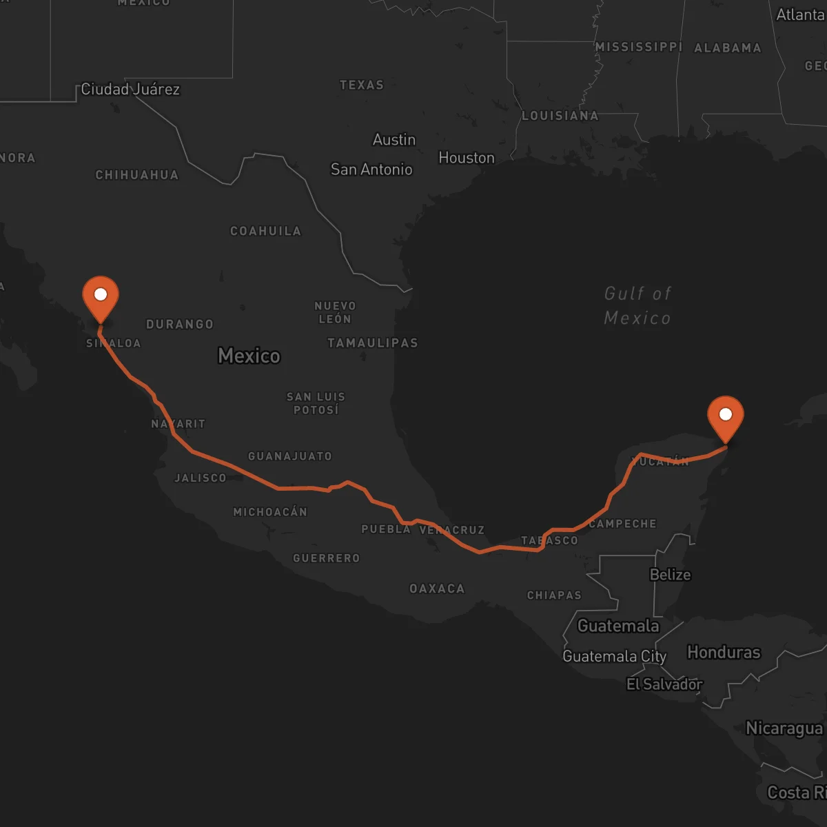Ruta Cancún - Culiacán Rosales