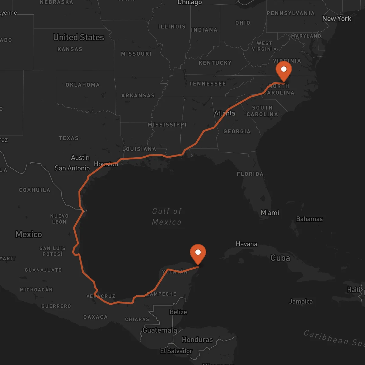 Ruta Cancún - Durham