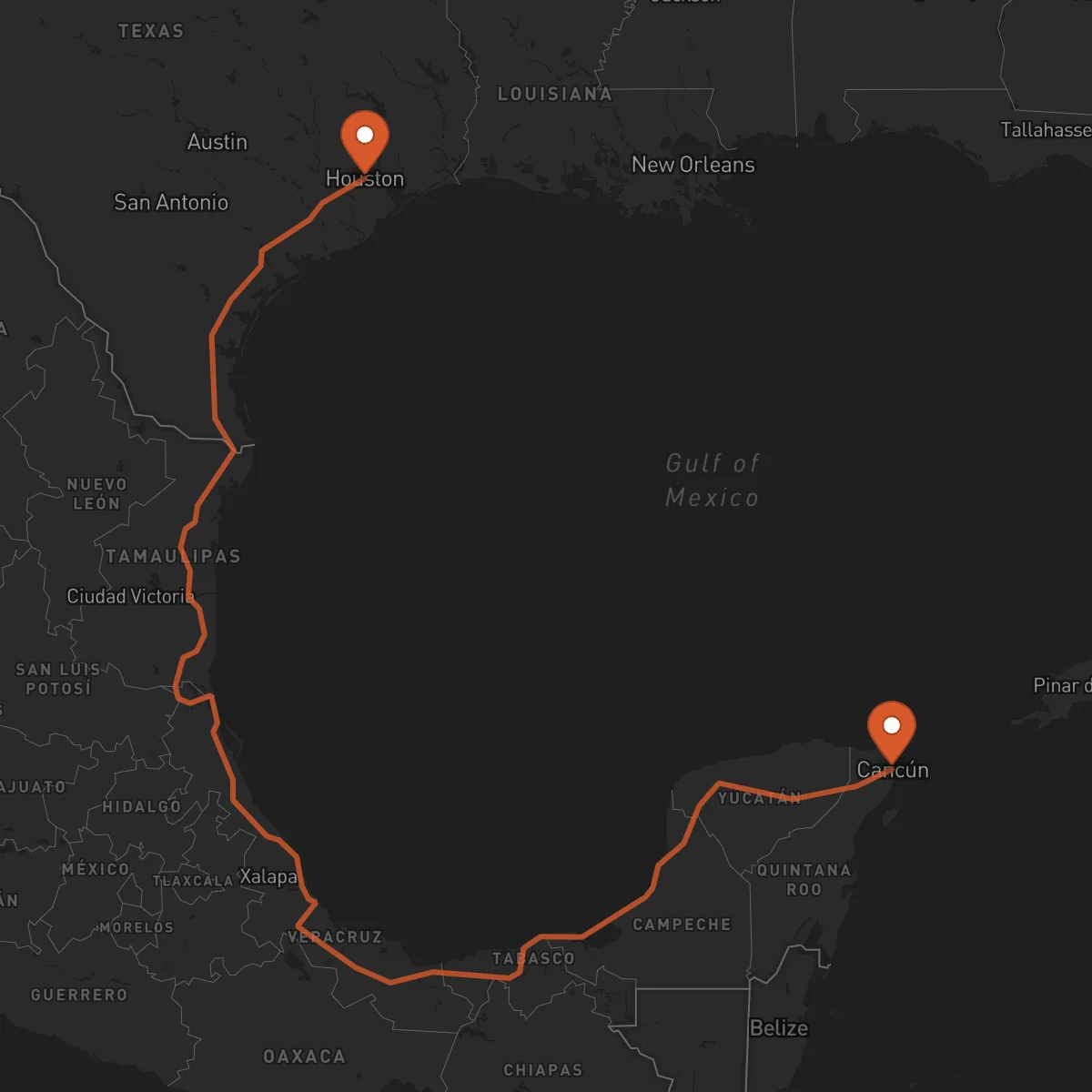 Ruta Houston - Cancún