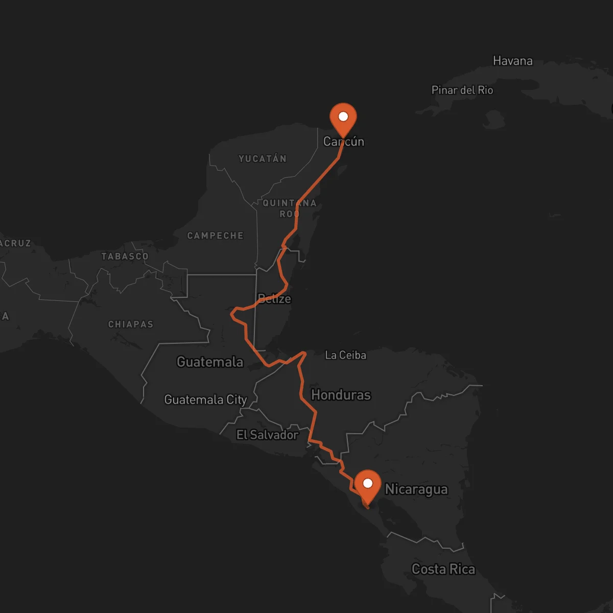 Ruta Cancún - Jinotepe