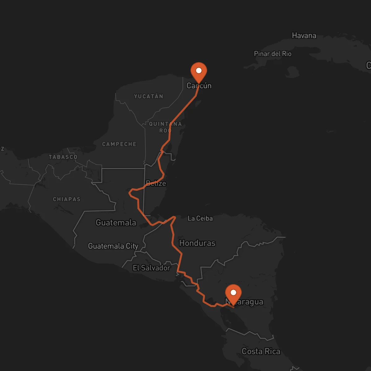 Ruta Juigalpa - Cancún