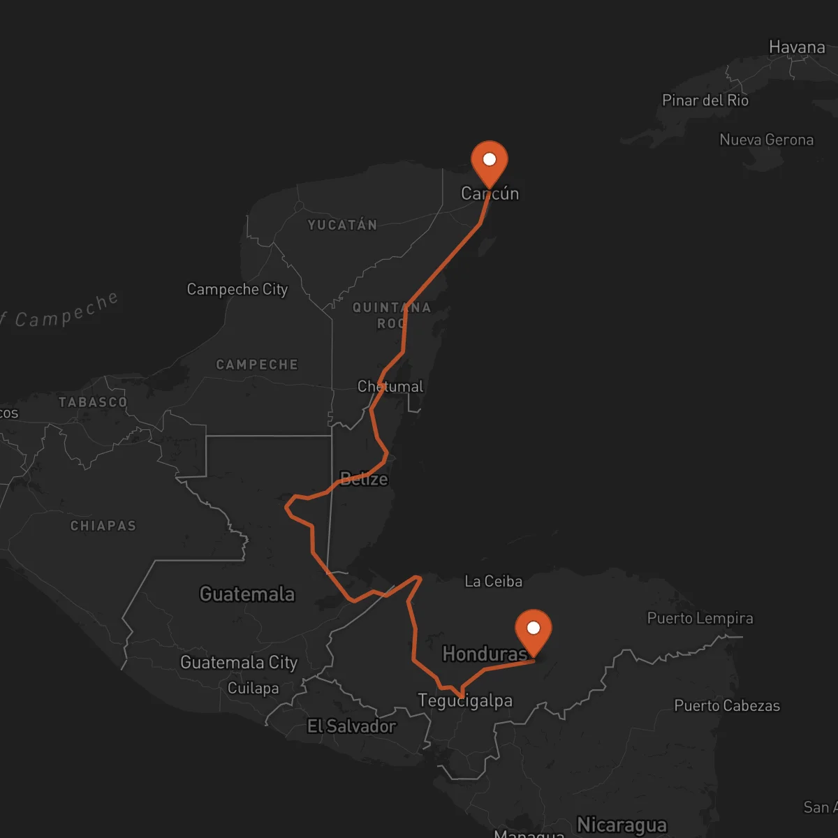 Ruta Cancún - Juticalpa