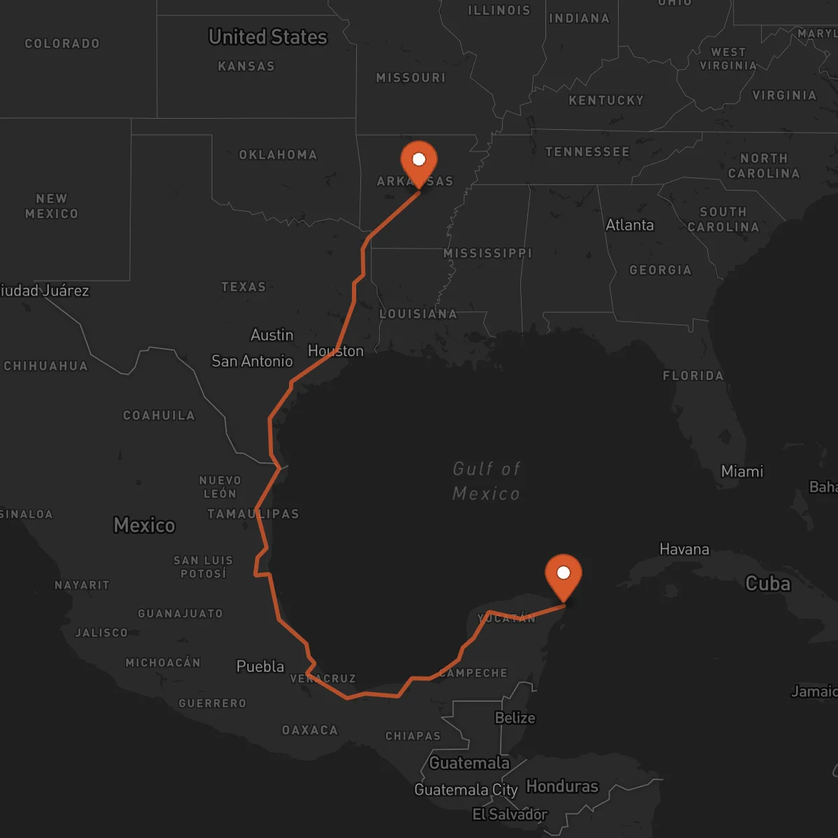 Ruta Little Rock - Cancún