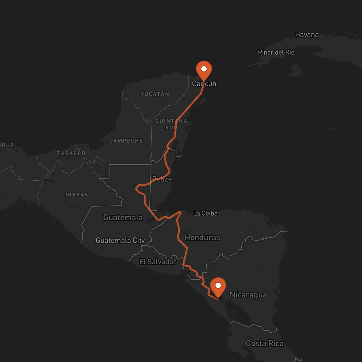 Ruta Managua - Cancún
