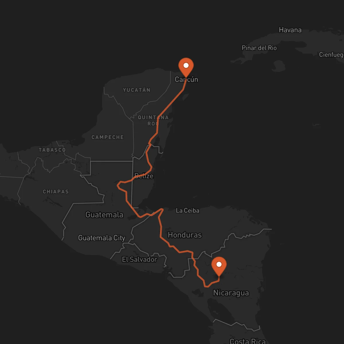Ruta Cancún - Matagalpa