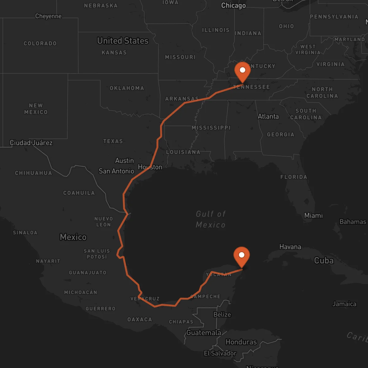 Ruta Cancún - Nashville